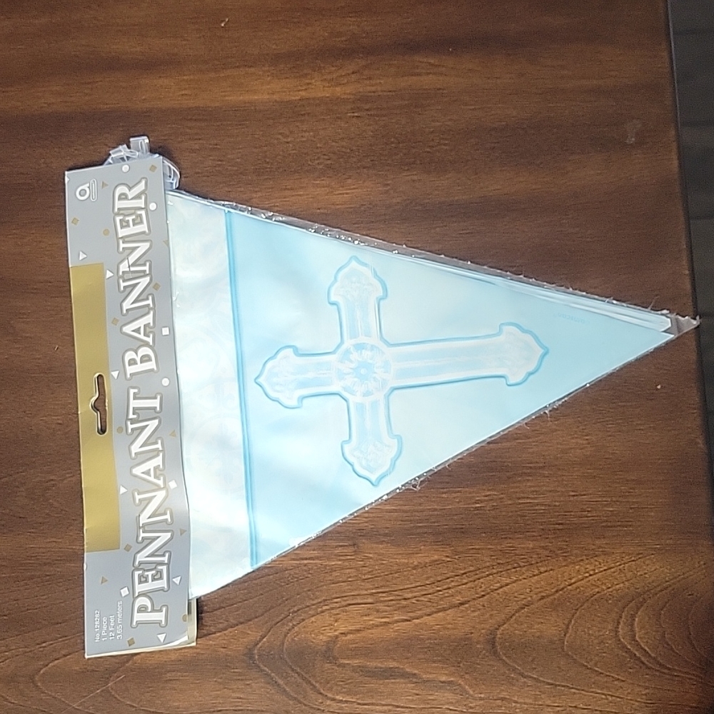 ⭐️3/$10⭐️NEW - Radiant Cross Blue Pennant Banner ( 12 Feet)